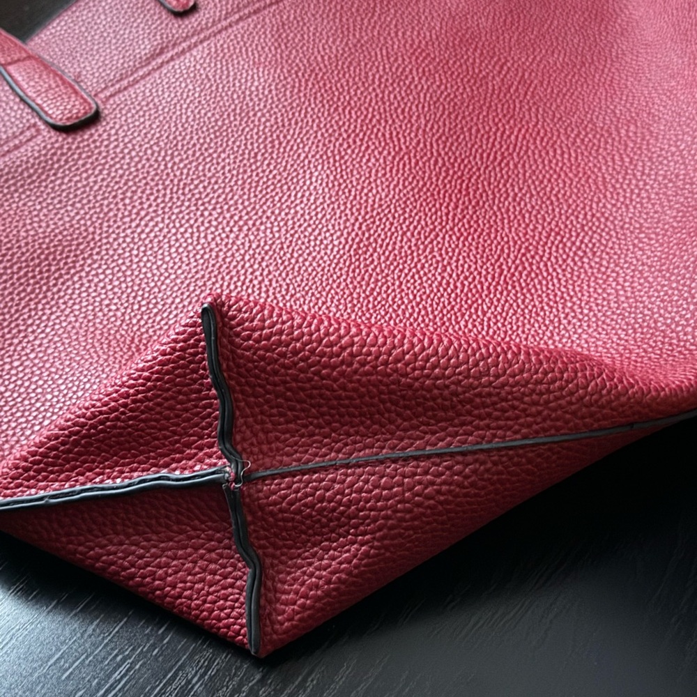 Kenneth Cole Reaction Red Pebbled Tote Bag w Pouch Work Travel - Picture 5 of 6